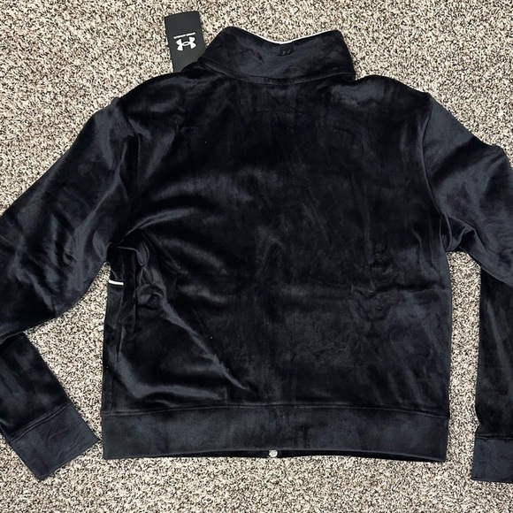 Under Armour black velour, full zip track jacket. Women’s size large NWT - Picture 2 of 4